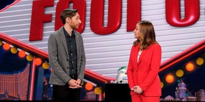 Vincenzo Ravina on the Penn & Teller Stage at the Rio Hotel in Las Vegas with host Alyson Hannigan during the taping of the CW Network show Penn & Teller: Fool Us. Ravina will appear on the August 3 episode. Check your local listings.